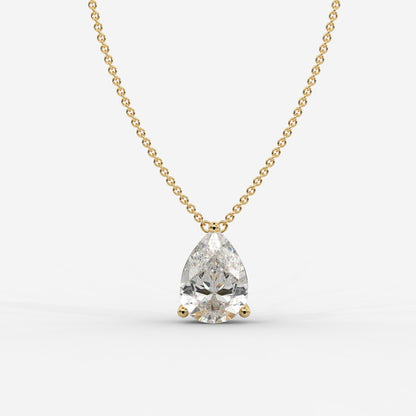 Emma Solitaire Pendant With 18" Adjustable Chain - Pear