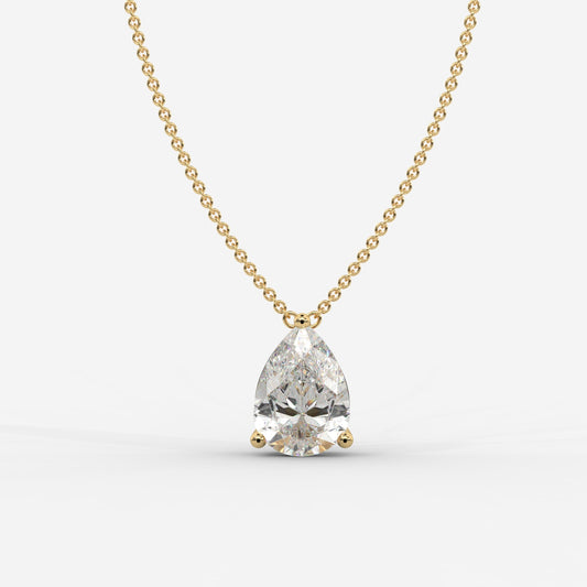 Emma Solitaire Pendant With 18" Adjustable Chain - Pear