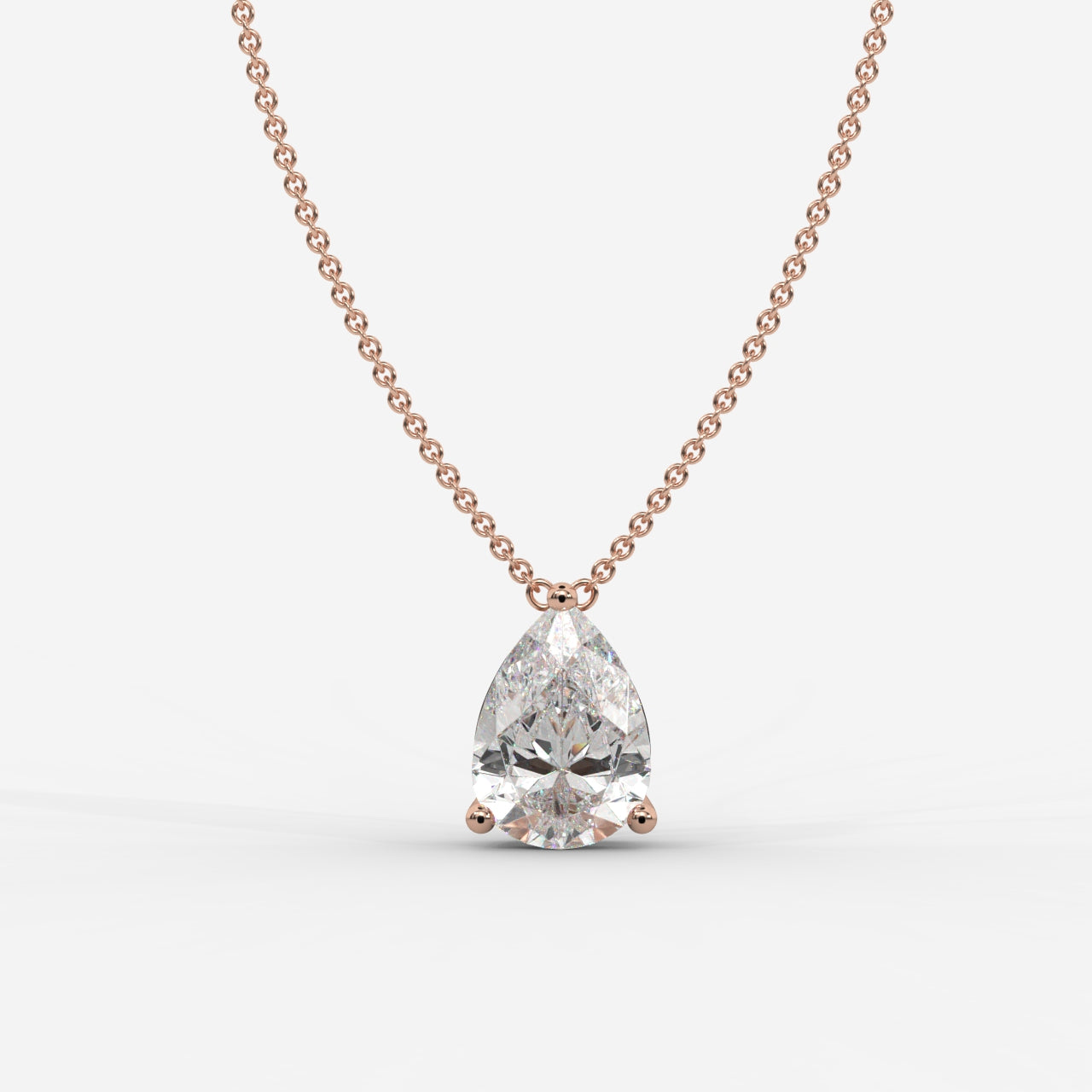 Emma Solitaire Pendant With 18" Adjustable Chain - Pear