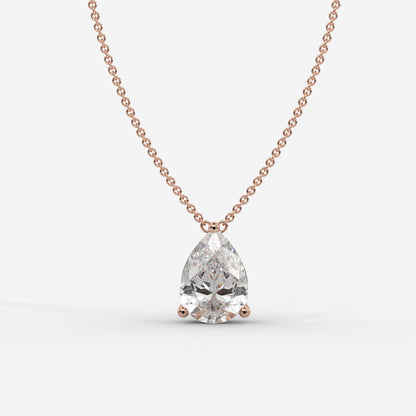 Emma Solitaire Pendant With 18" Adjustable Chain - Pear