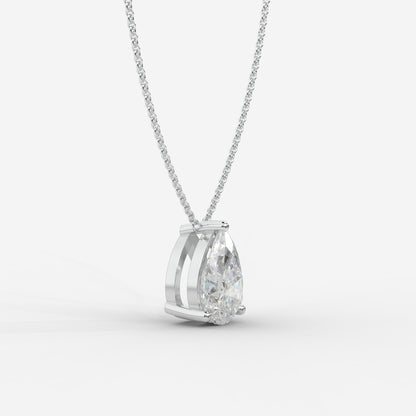 Emma Solitaire Pendant With 18" Adjustable Chain - Pear