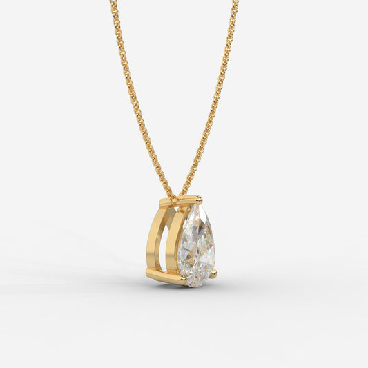 Emma Solitaire Pendant With 18" Adjustable Chain - Pear