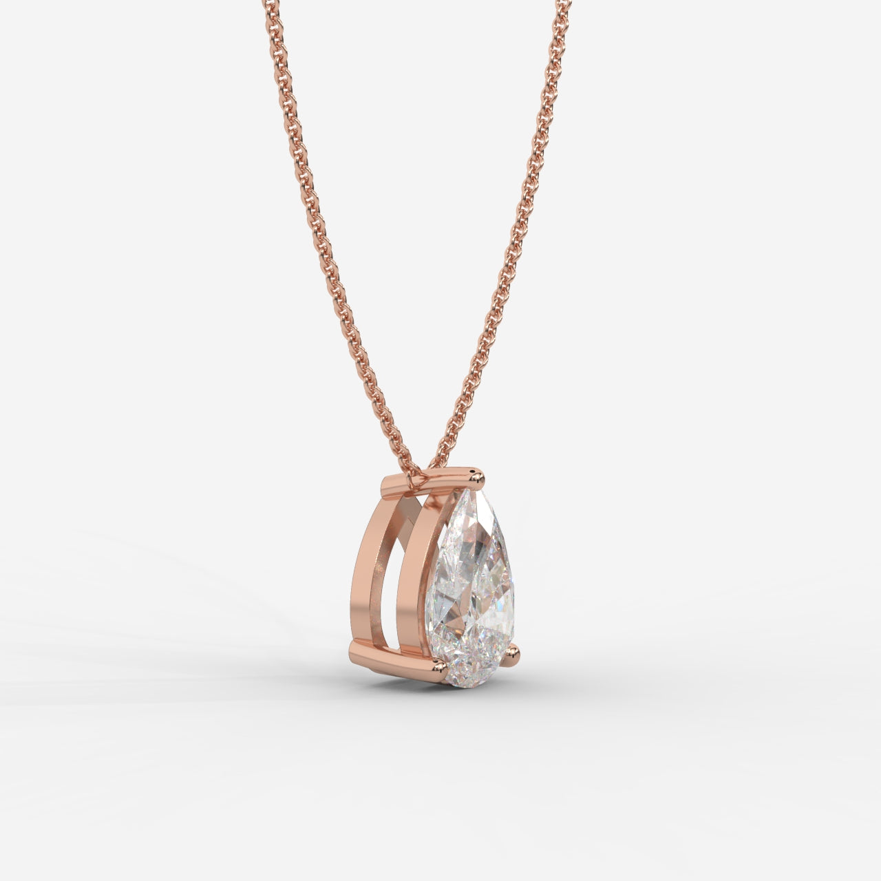 Emma Solitaire Pendant With 18" Adjustable Chain - Pear