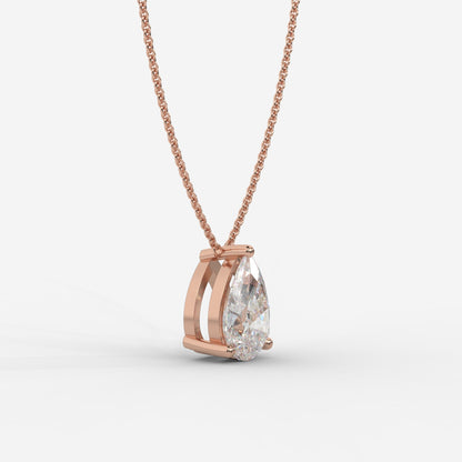 Emma Solitaire Pendant With 18" Adjustable Chain - Pear