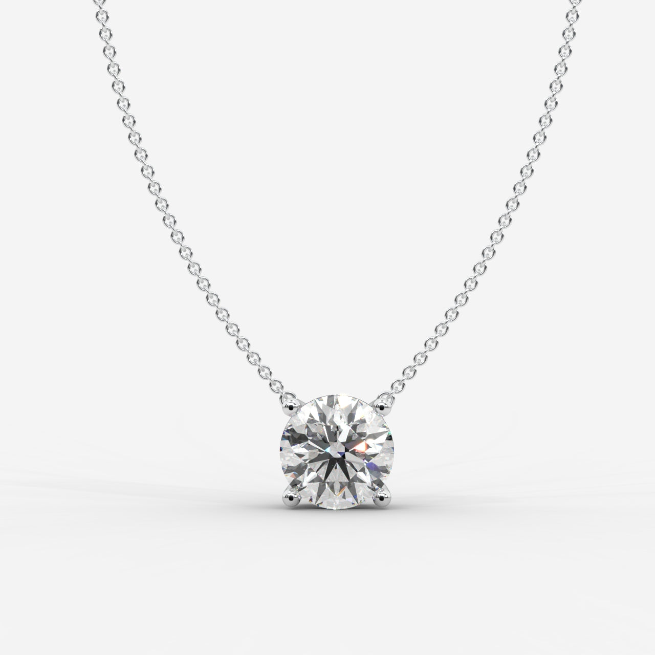 Emma Solitaire Pendant With 18" Adjustable Chain - Round