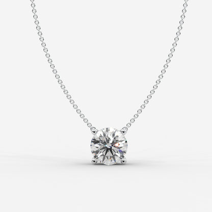 Emma Solitaire Pendant With 18" Adjustable Chain - Round