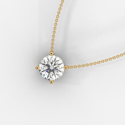 Emma Solitaire Pendant With 18" Adjustable Chain - Round