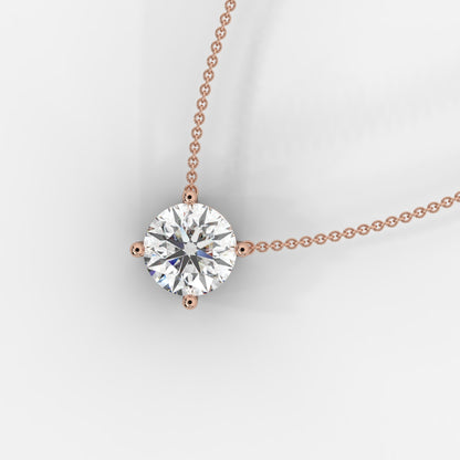 Emma Solitaire Pendant With 18" Adjustable Chain - Round