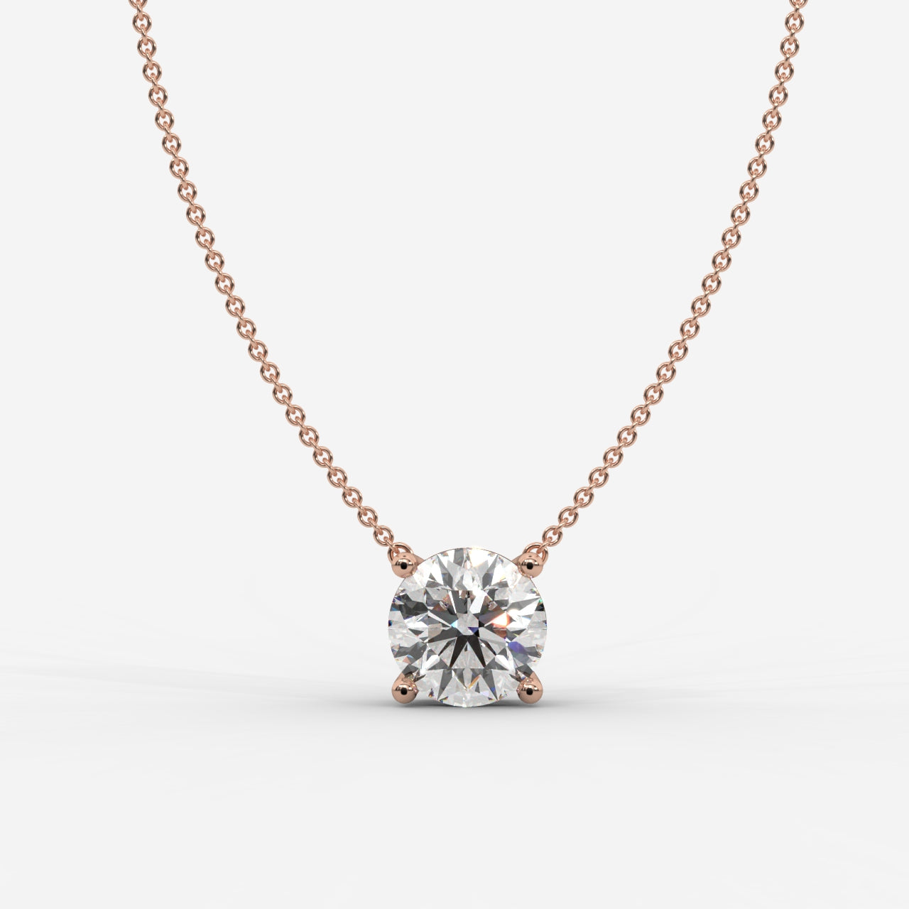 Emma Solitaire Pendant With 18" Adjustable Chain - Round