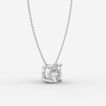 Emma Solitaire Pendant With 18" Adjustable Chain - Round