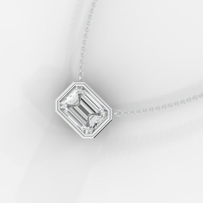 Avery Solitaire Pendant With 18" Adjustable Chain - Emerald