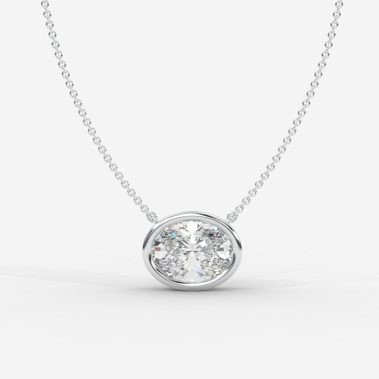 Avery Solitaire Pendant With 18" Adjustable Chain - Oval