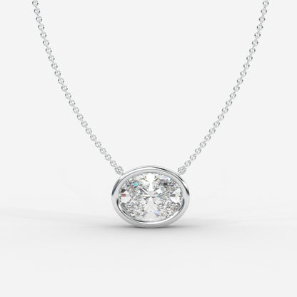 Avery Solitaire Pendant With 18" Adjustable Chain - Oval
