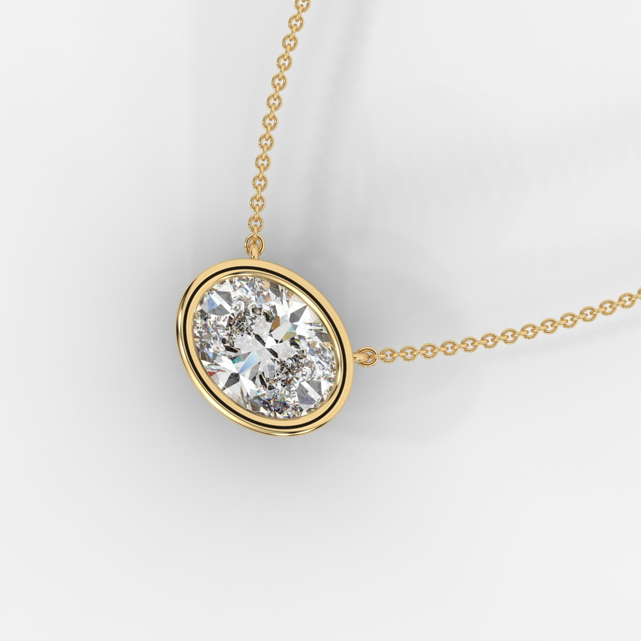 Avery Solitaire Pendant With 18" Adjustable Chain - Oval