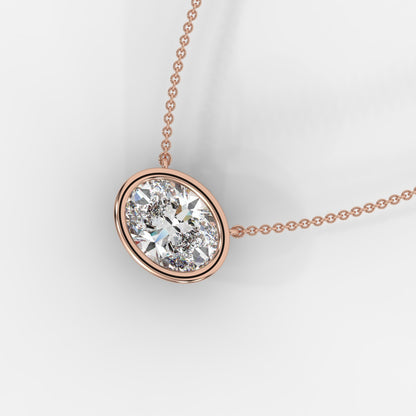 Avery Solitaire Pendant With 18" Adjustable Chain - Oval