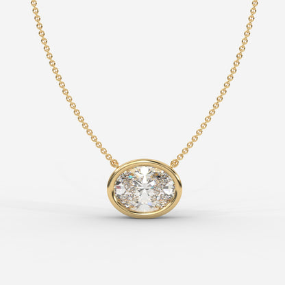 Avery Solitaire Pendant With 18" Adjustable Chain - Oval