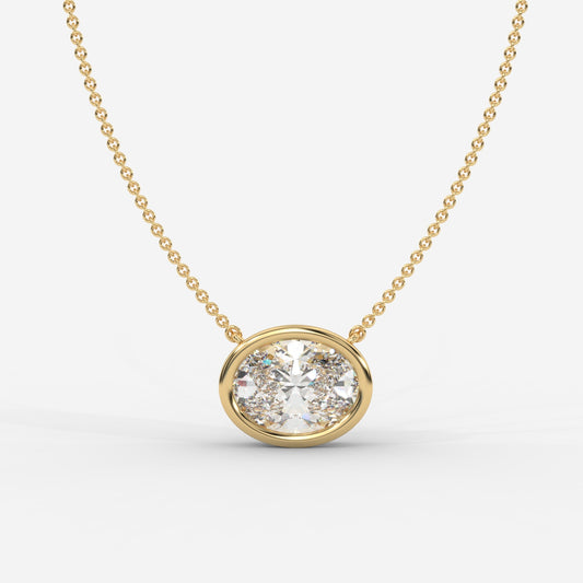 Avery Solitaire Pendant With 18" Adjustable Chain - Oval