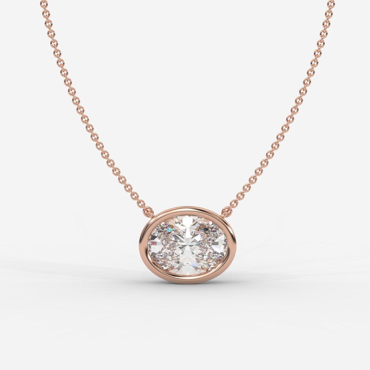 Avery Solitaire Pendant With 18" Adjustable Chain - Oval