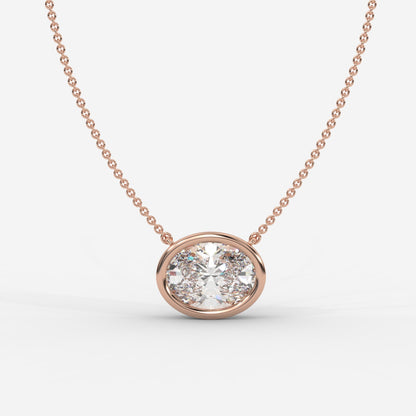 Avery Solitaire Pendant With 18" Adjustable Chain - Oval