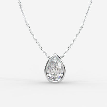 Avery Solitaire Pendant With 18" Adjustable Chain - Pear