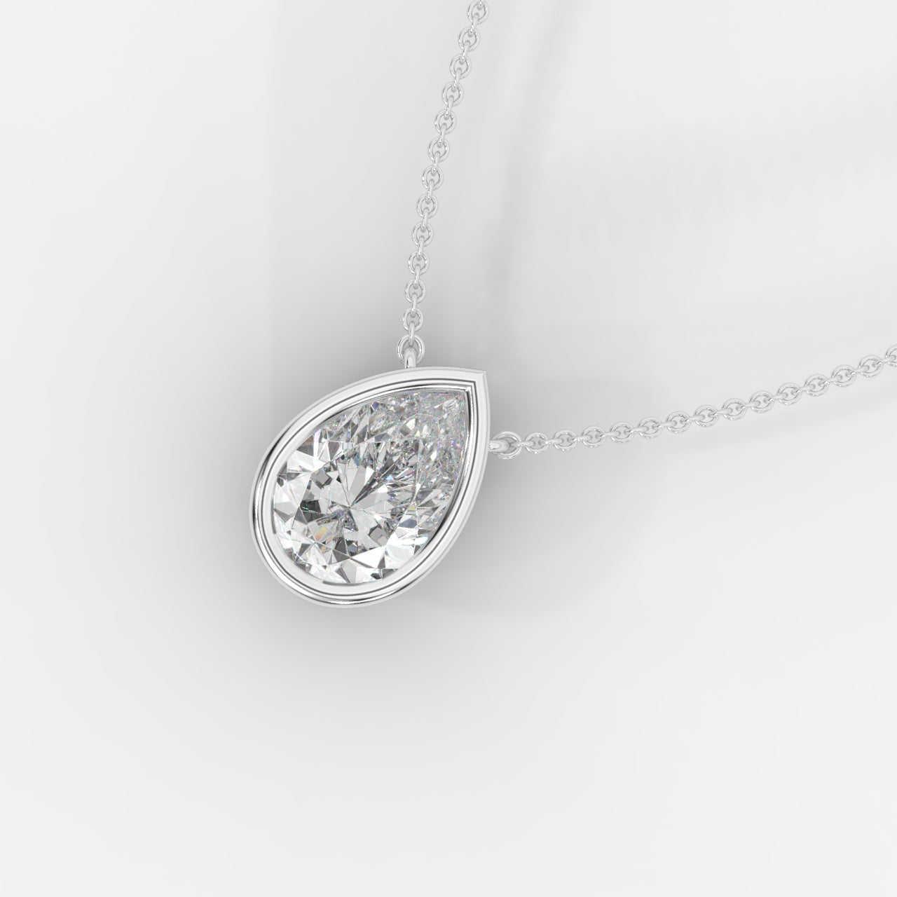 Avery Solitaire Pendant With 18" Adjustable Chain - Pear