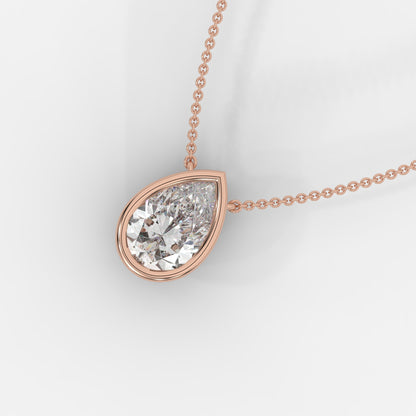 Avery Solitaire Pendant With 18" Adjustable Chain - Pear