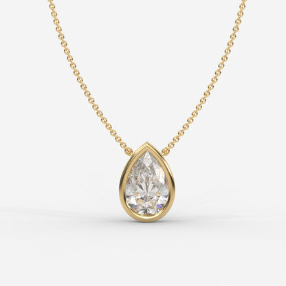 Avery Solitaire Pendant With 18" Adjustable Chain - Pear