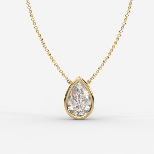 Avery Solitaire Pendant With 18" Adjustable Chain - Pear