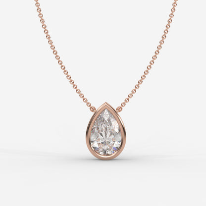 Avery Solitaire Pendant With 18" Adjustable Chain - Pear