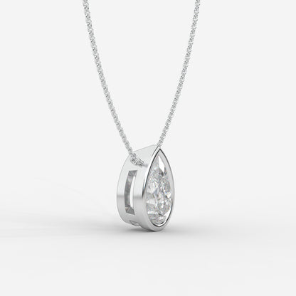 Avery Solitaire Pendant With 18" Adjustable Chain - Pear