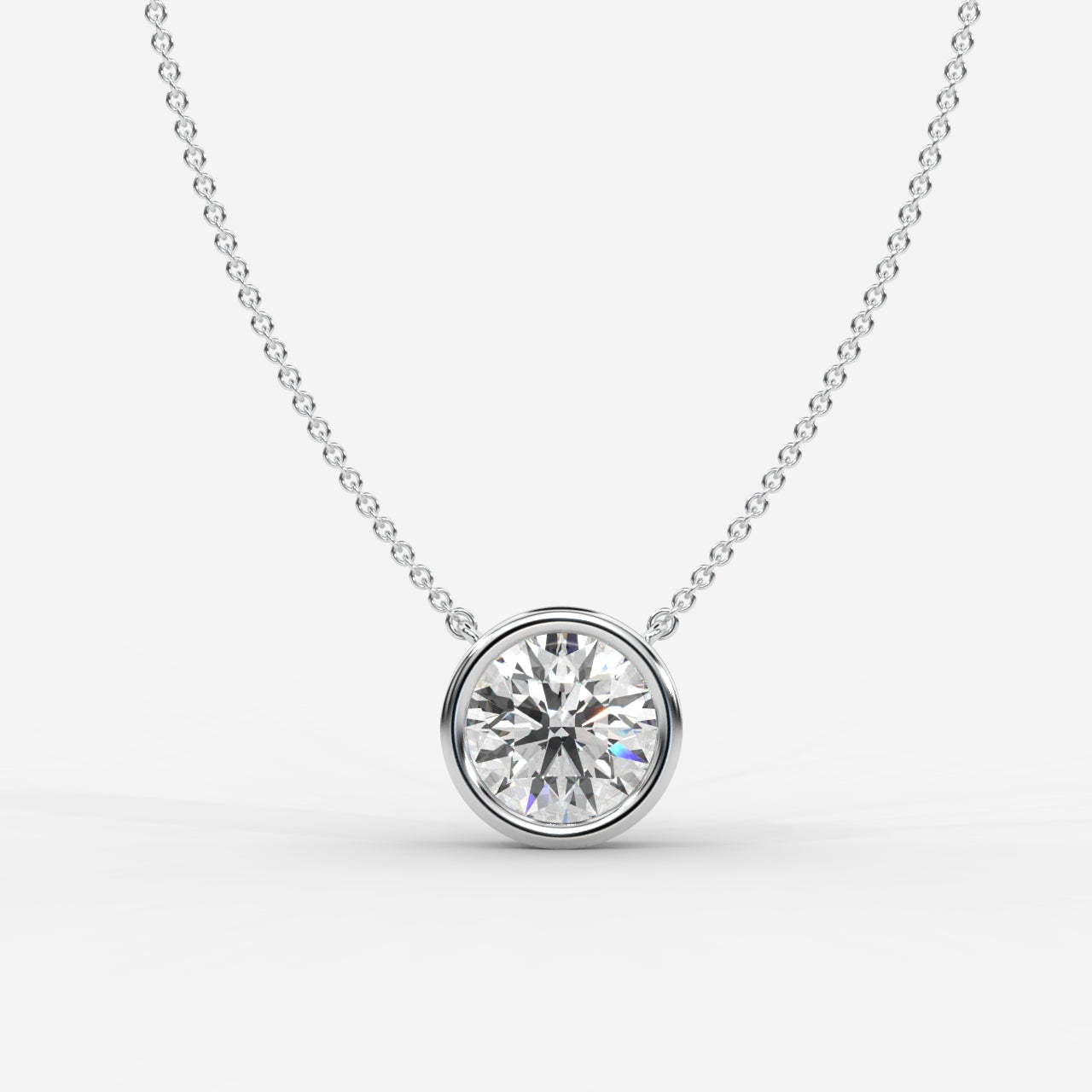 Avery Solitaire Pendant With 18" Adjustable Chain - Round