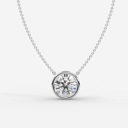 Avery Solitaire Pendant With 18" Adjustable Chain - Round