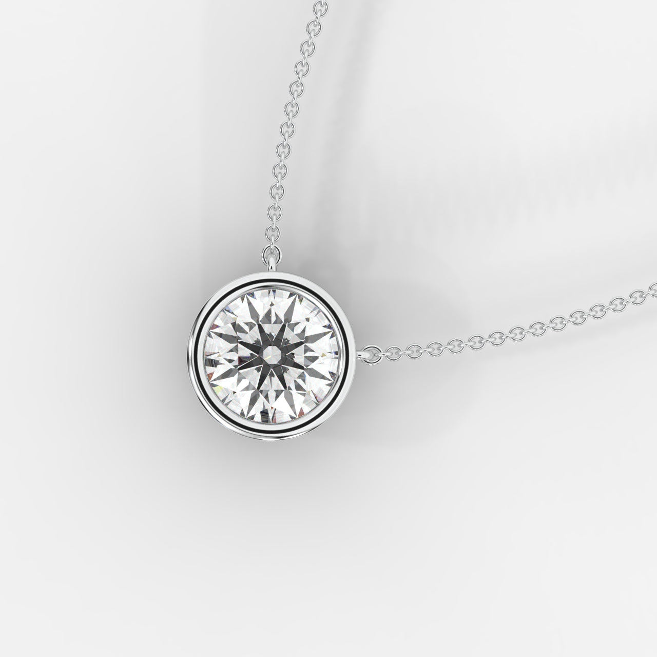 Avery Solitaire Pendant With 18" Adjustable Chain - Round