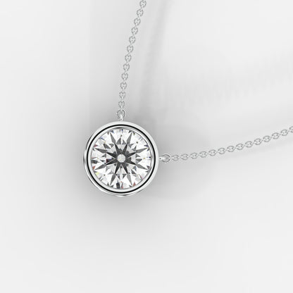 Avery Solitaire Pendant With 18" Adjustable Chain - Round