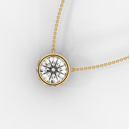 Avery Solitaire Pendant With 18" Adjustable Chain - Round