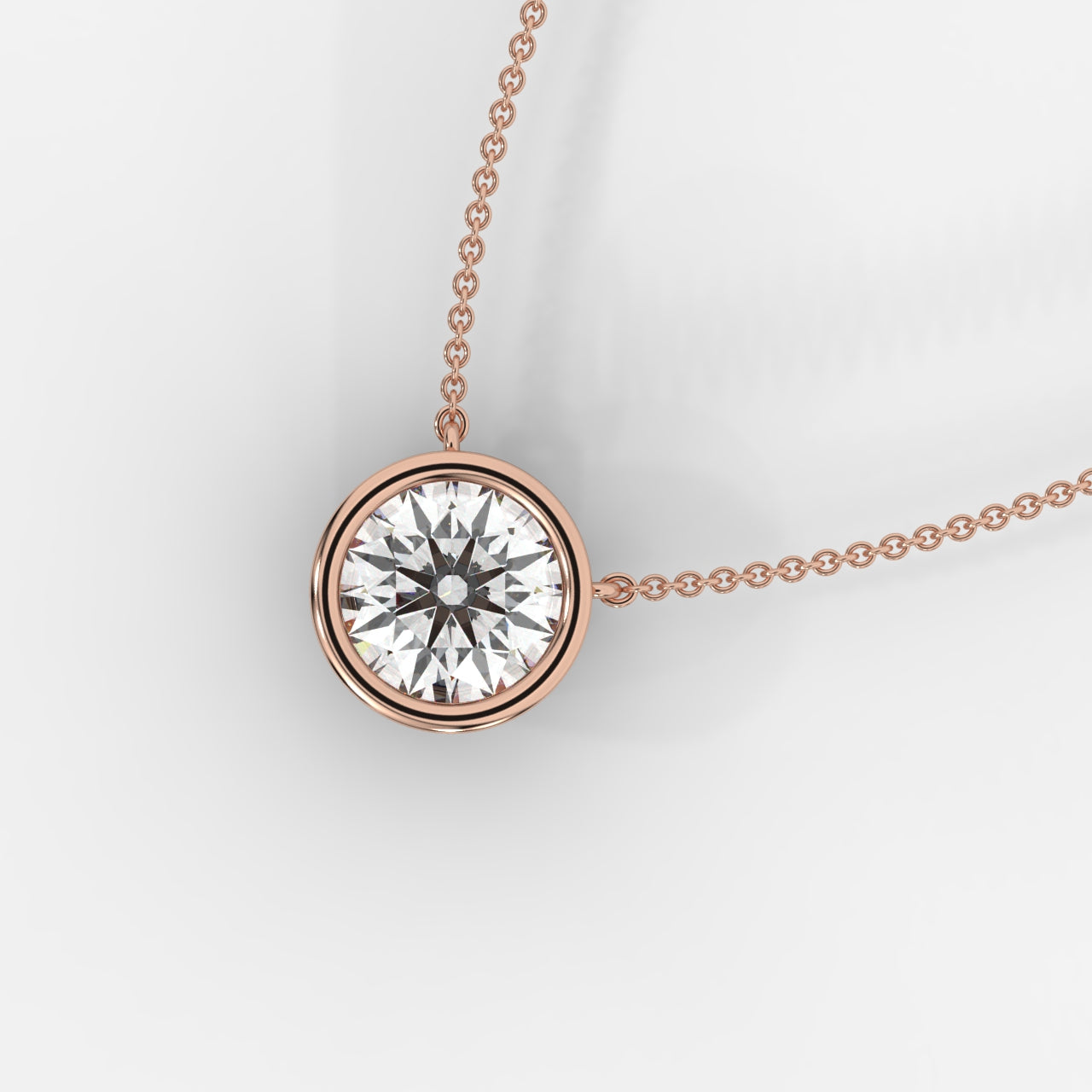 Avery Solitaire Pendant With 18" Adjustable Chain - Round