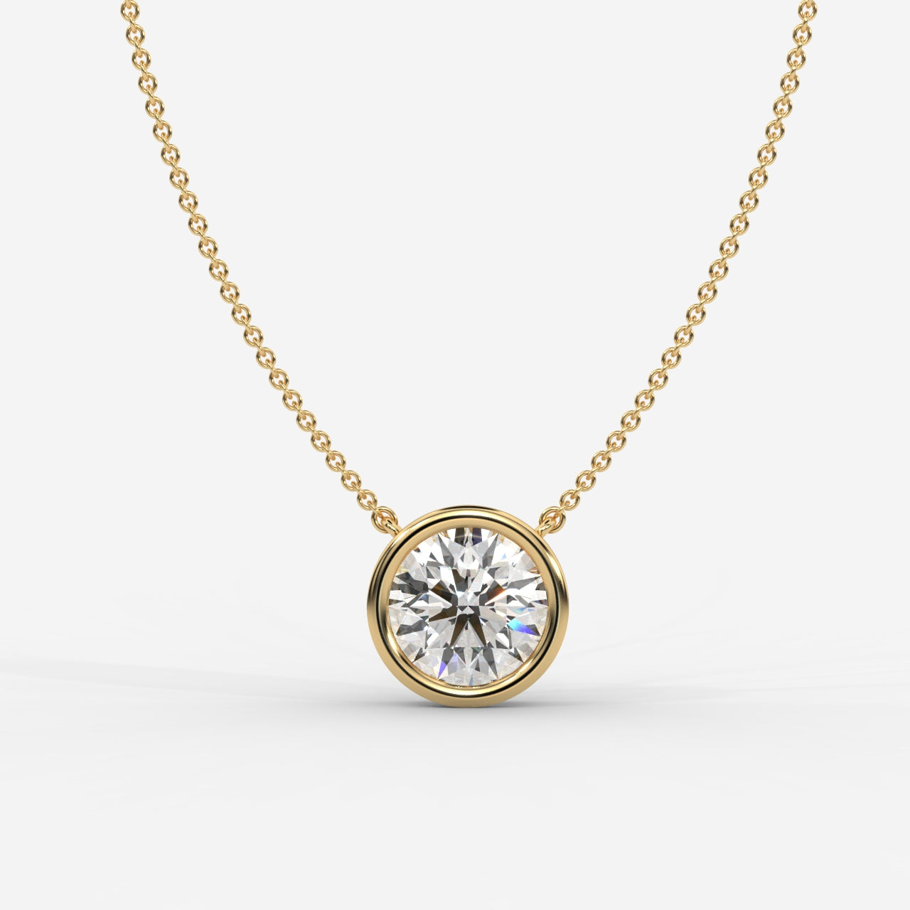Avery Solitaire Pendant With 18" Adjustable Chain - Round