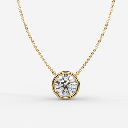 Avery Solitaire Pendant With 18" Adjustable Chain - Round