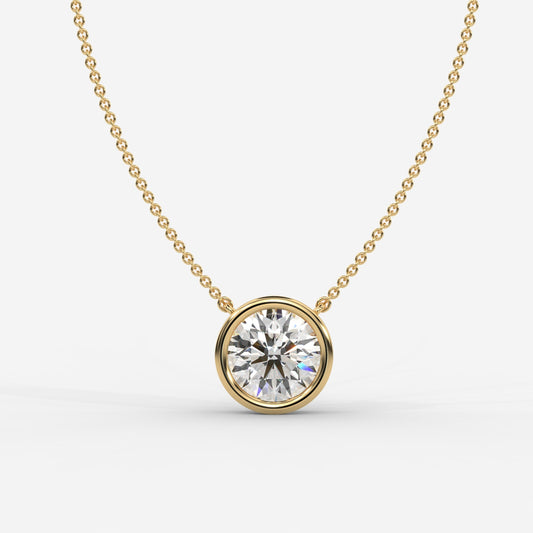 Avery Solitaire Pendant With 18" Adjustable Chain - Round