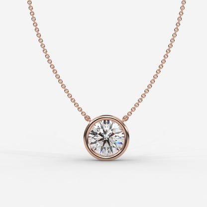 Avery Solitaire Pendant With 18" Adjustable Chain - Round