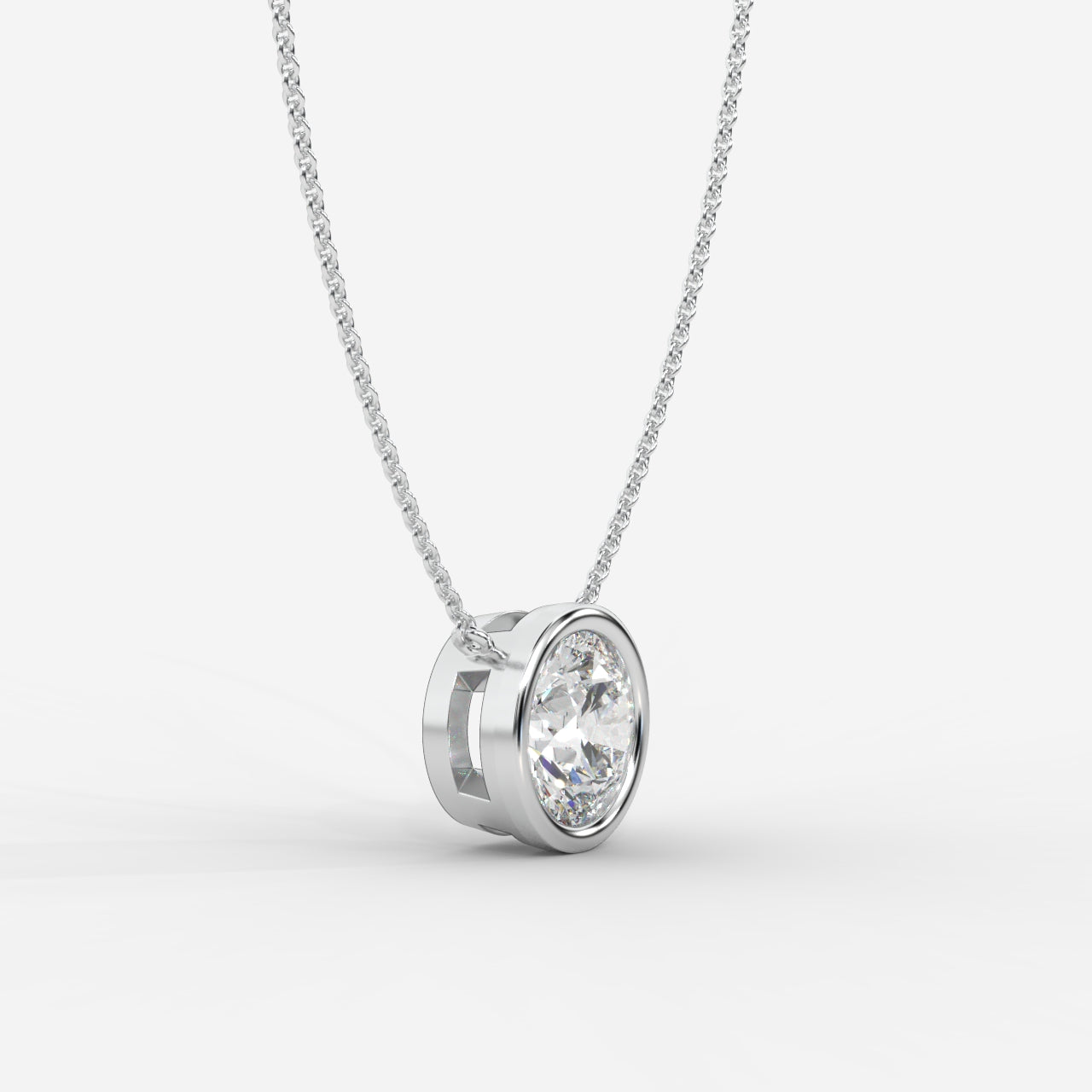 Avery Solitaire Pendant With 18" Adjustable Chain - Round