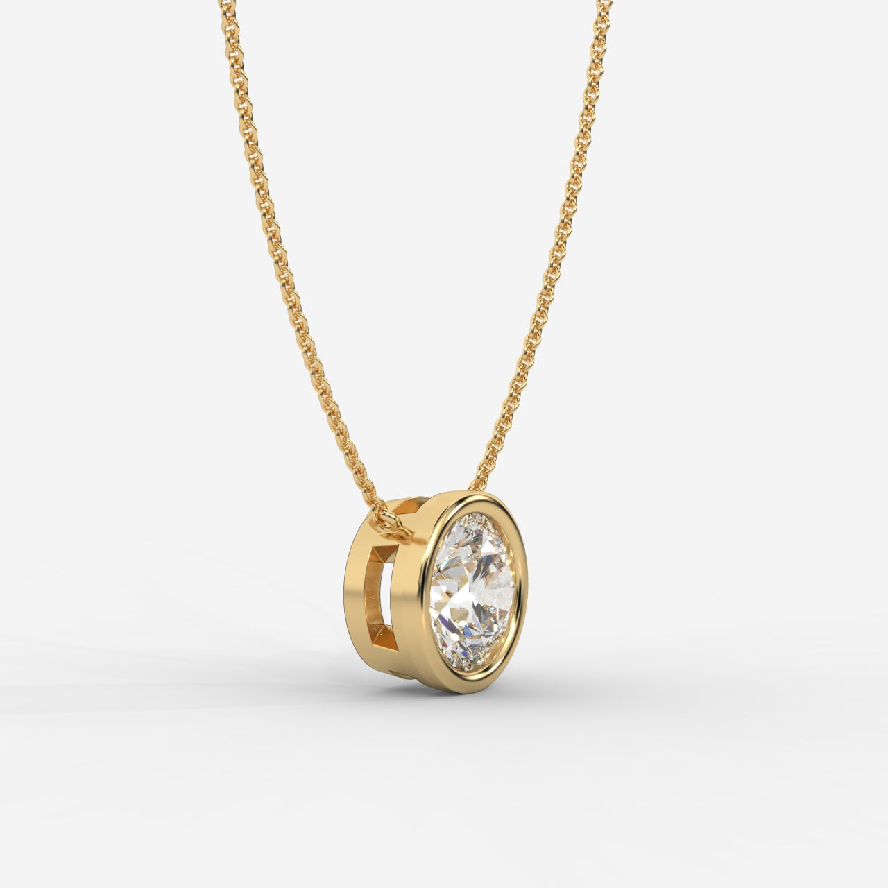 Avery Solitaire Pendant With 18" Adjustable Chain - Round