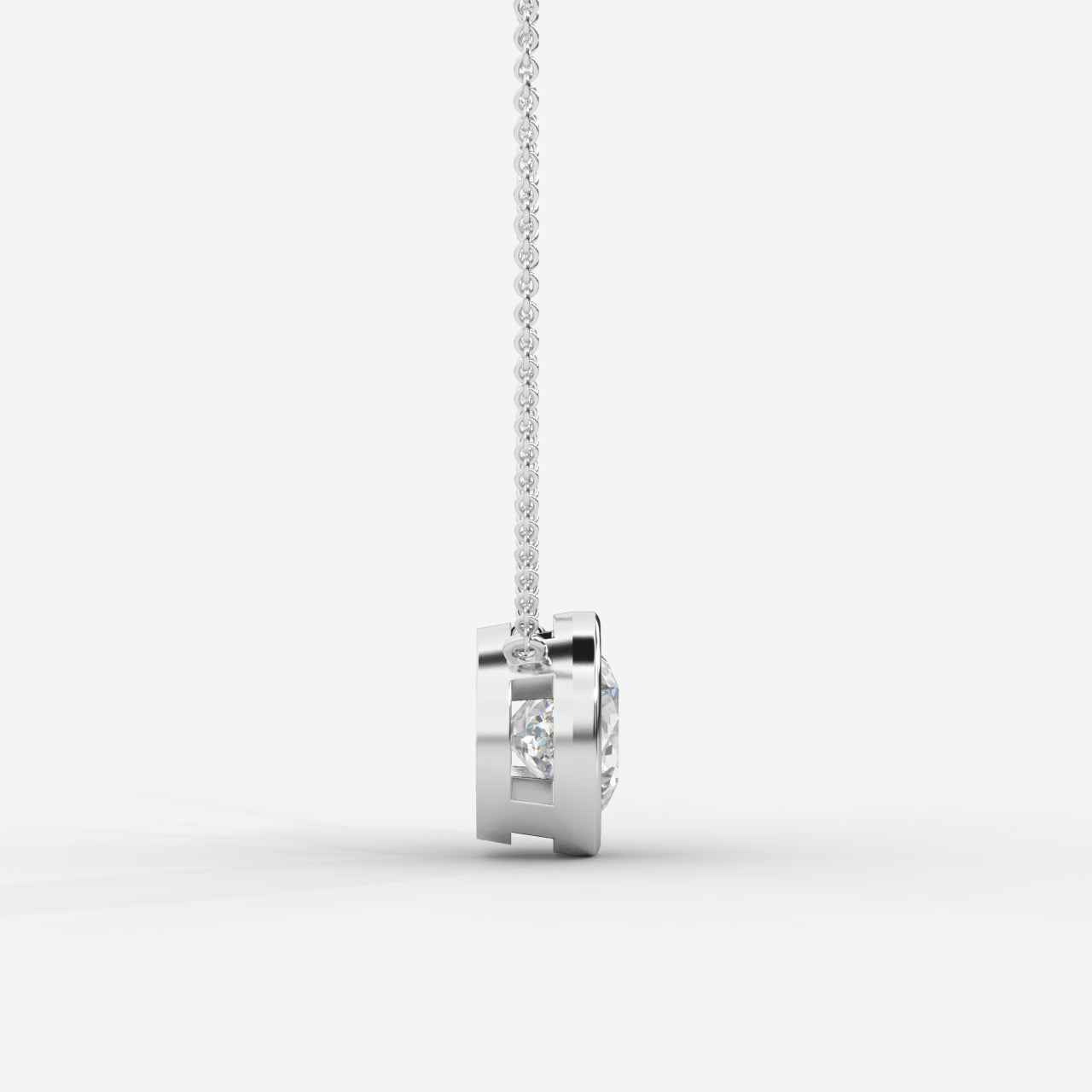 Avery Solitaire Pendant With 18" Adjustable Chain - Round