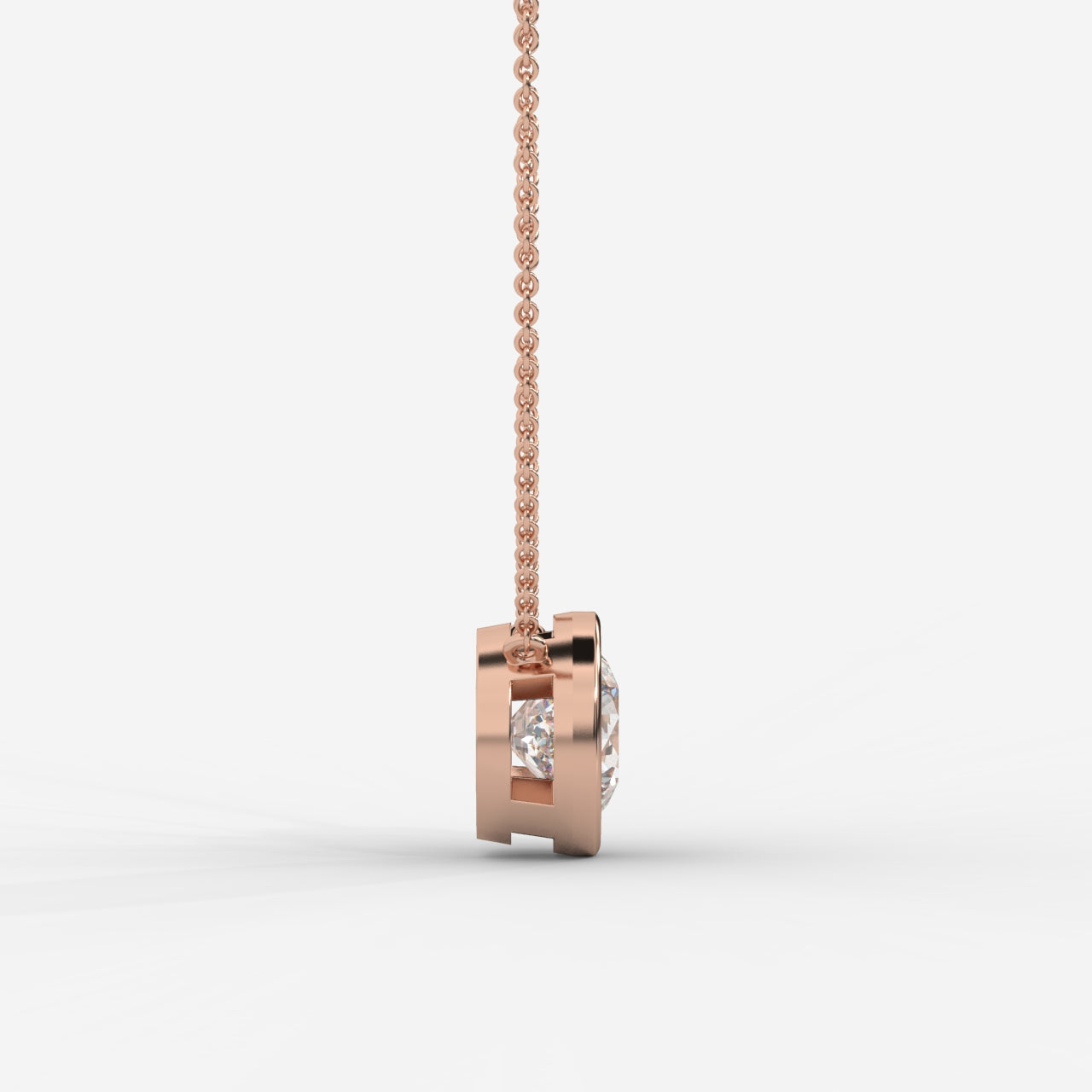 Avery Solitaire Pendant With 18" Adjustable Chain - Round