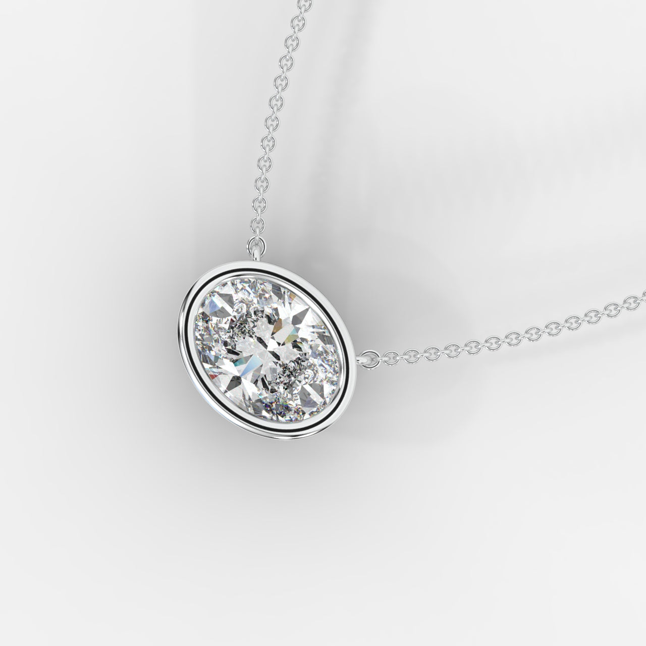 Avery Solitaire Pendant With 18" Adjustable Chain - Oval
