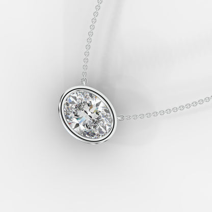 Avery Solitaire Pendant With 18" Adjustable Chain - Oval