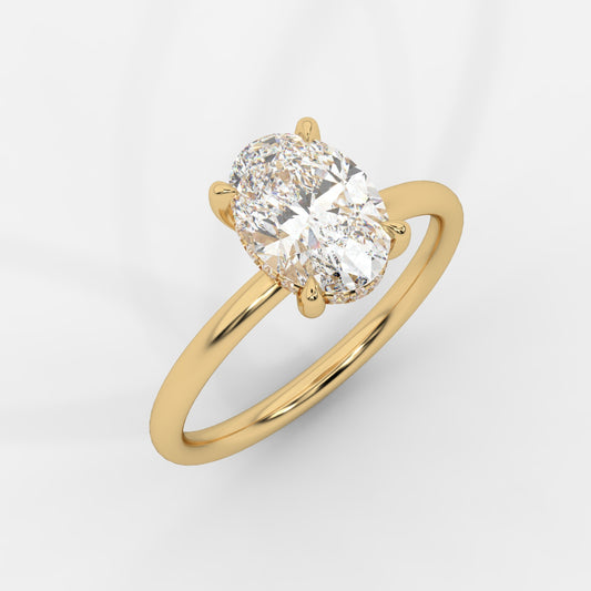 Talia Solitaire Ring With Hidden Halo - Oval