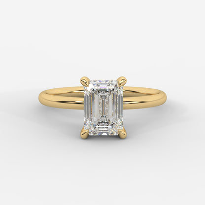 Talia Solitaire Ring With Hidden Halo - Emerald