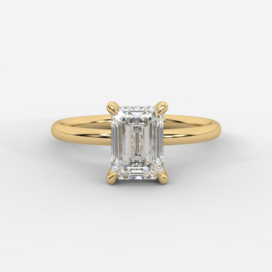 Talia Solitaire Ring With Hidden Halo - Emerald