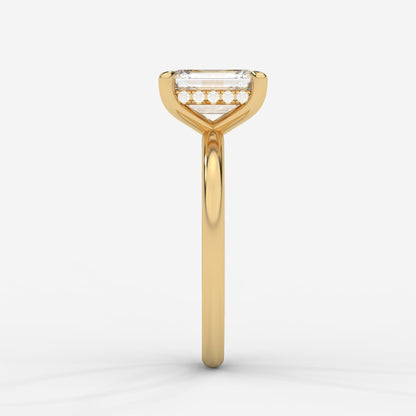 Talia Solitaire Ring With Hidden Halo - Emerald